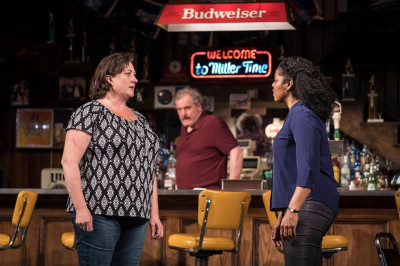 Kirsten Fitzgerald (Tracey), Keith Kupferer (Stan), Tyla Abercrumbie (Cynthia) in the Chicago premiere of Sweat by Lynn Nottage, directed by Ron OJ Parson (March 9 – April 14, 2019). GoodmanTheatre.org/Sweat