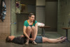 Jessica Ervin is Ester atop Bryce Gangel as Amy in Rivendell Theatre's production of Dry Land.